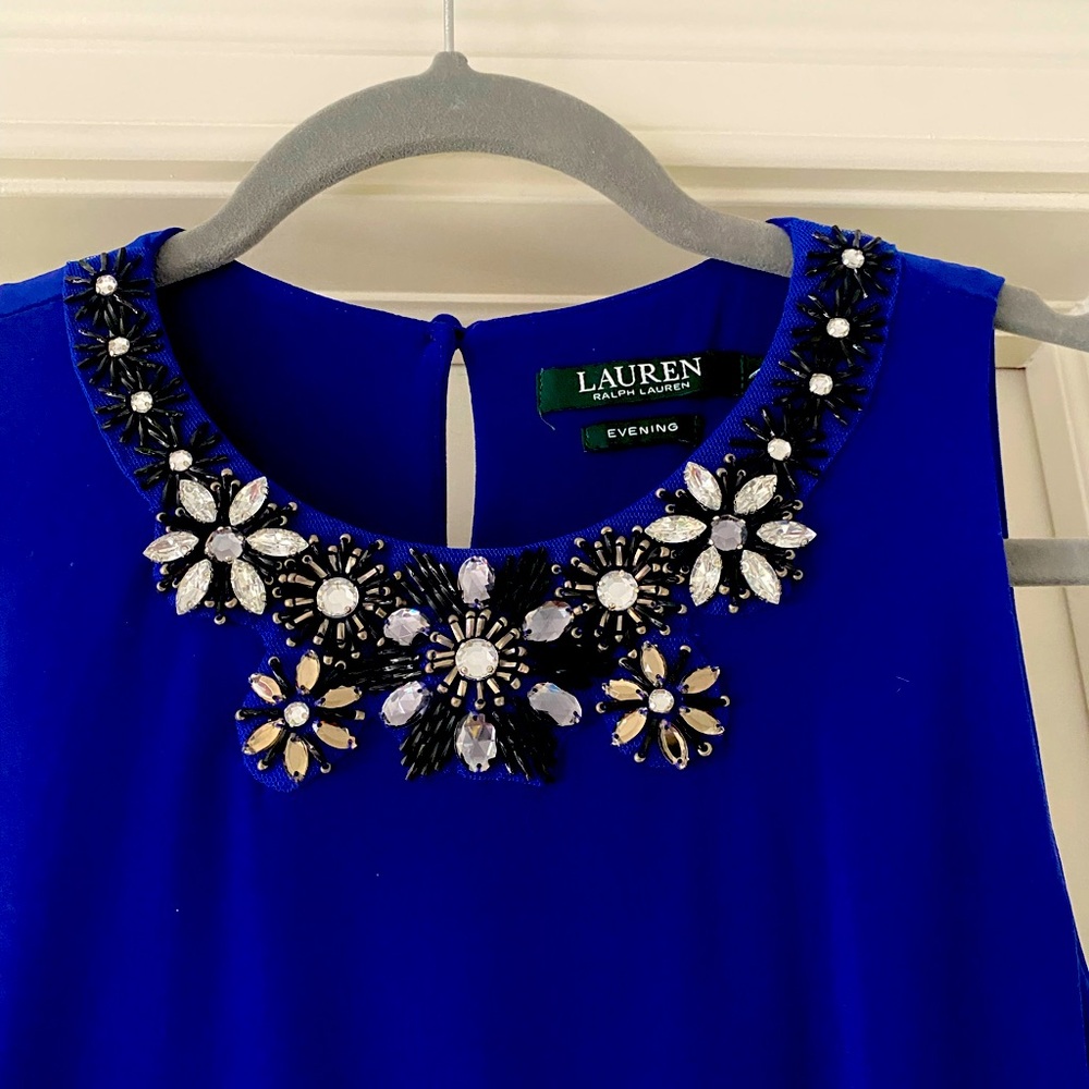Ralph Lauren Evening Dress with Rhinestone Neckline